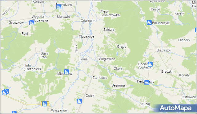 mapa Węglewice gmina Galewice, Węglewice gmina Galewice na mapie Targeo