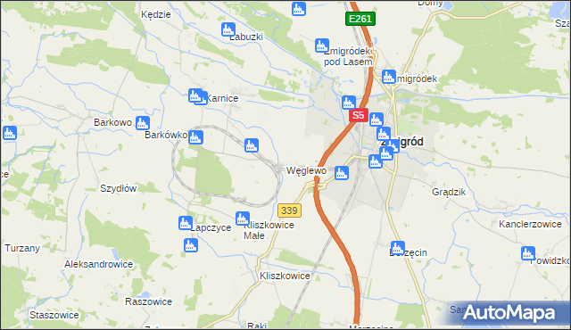 mapa Węglewo gmina Żmigród, Węglewo gmina Żmigród na mapie Targeo