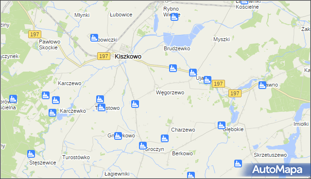 mapa Węgorzewo gmina Kiszkowo, Węgorzewo gmina Kiszkowo na mapie Targeo