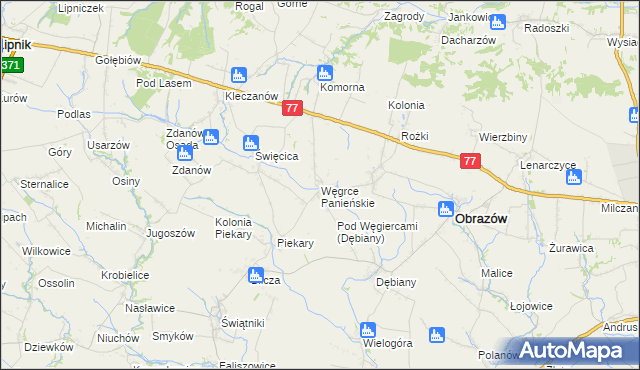 mapa Węgrce Panieńskie, Węgrce Panieńskie na mapie Targeo