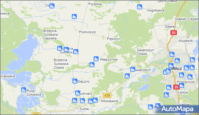 mapa Węgrzynów gmina Milicz, Węgrzynów gmina Milicz na mapie Targeo