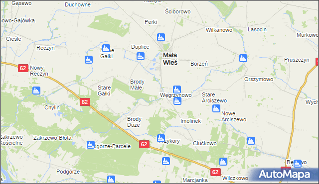 mapa Węgrzynowo gmina Mała Wieś, Węgrzynowo gmina Mała Wieś na mapie Targeo