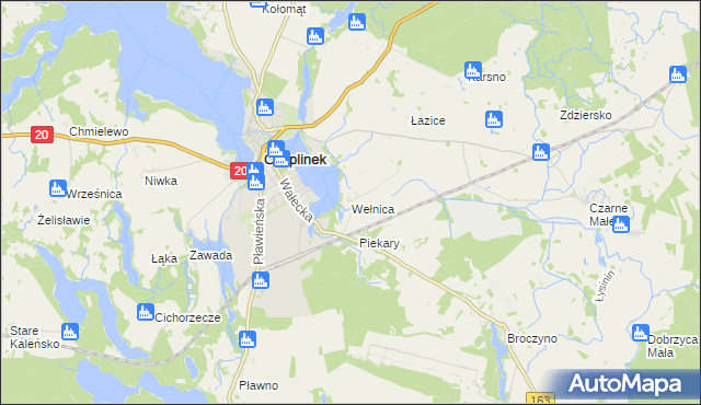 mapa Wełnica gmina Czaplinek, Wełnica gmina Czaplinek na mapie Targeo