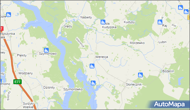 mapa Wenecja gmina Morąg, Wenecja gmina Morąg na mapie Targeo