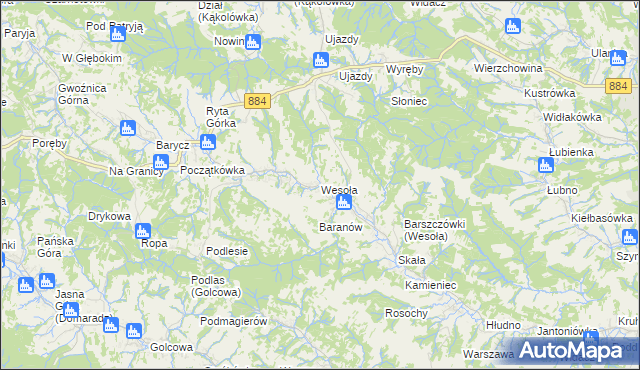 mapa Wesoła gmina Nozdrzec, Wesoła gmina Nozdrzec na mapie Targeo