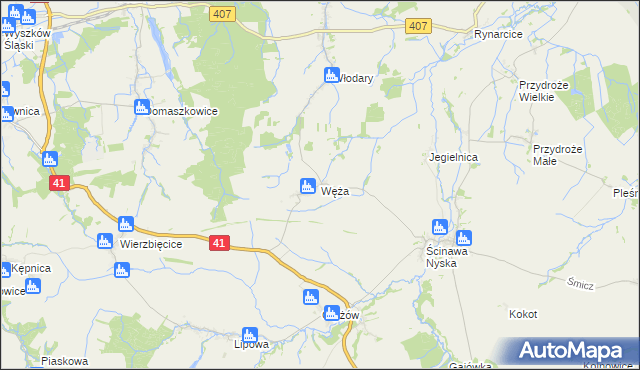 mapa Węża, Węża na mapie Targeo