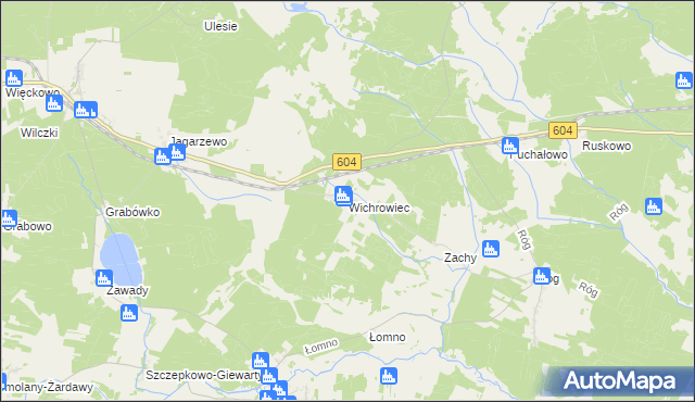 mapa Wichrowiec gmina Janowo, Wichrowiec gmina Janowo na mapie Targeo