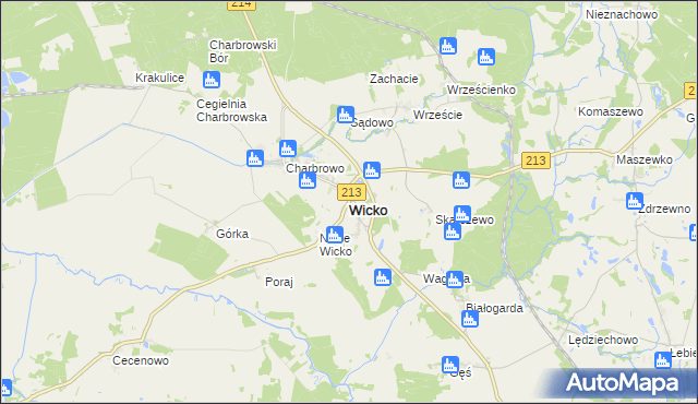 mapa Wicko powiat lęborski, Wicko powiat lęborski na mapie Targeo