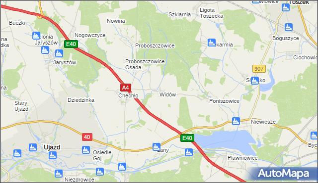 mapa Widów gmina Rudziniec, Widów gmina Rudziniec na mapie Targeo