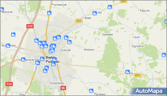 mapa Widowo, Widowo na mapie Targeo