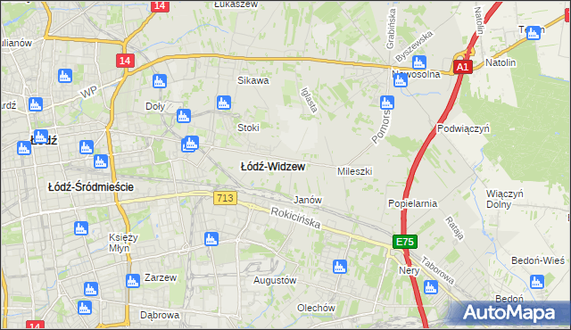 mapa Widzew, Widzew na mapie Targeo