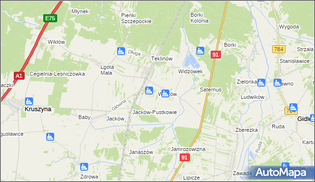 mapa Widzów, Widzów na mapie Targeo