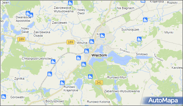 mapa Więcbork, Więcbork na mapie Targeo