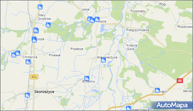 mapa Więcmierzyce, Więcmierzyce na mapie Targeo