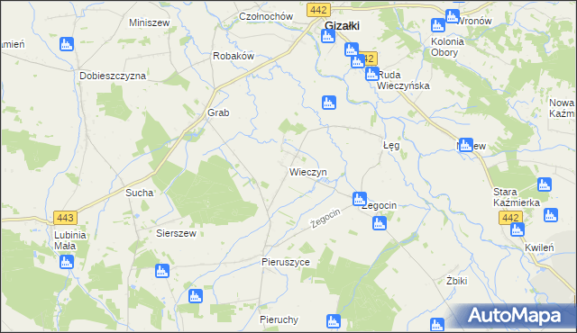 mapa Wieczyn, Wieczyn na mapie Targeo