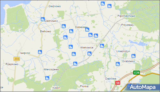 mapa Wiekowice gmina Darłowo, Wiekowice gmina Darłowo na mapie Targeo