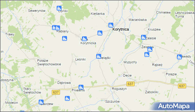 mapa Wielądki, Wielądki na mapie Targeo