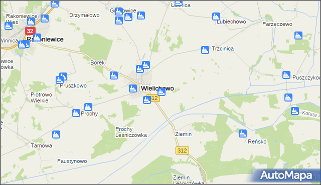 mapa Wielichowo-Wieś, Wielichowo-Wieś na mapie Targeo