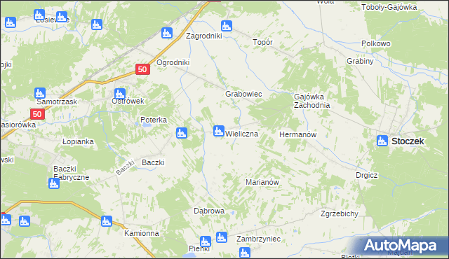 mapa Wieliczna gmina Stoczek, Wieliczna gmina Stoczek na mapie Targeo
