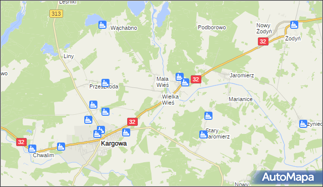 mapa Wielka Wieś gmina Siedlec, Wielka Wieś gmina Siedlec na mapie Targeo