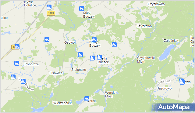 mapa Wielki Buczek gmina Lipka, Wielki Buczek gmina Lipka na mapie Targeo