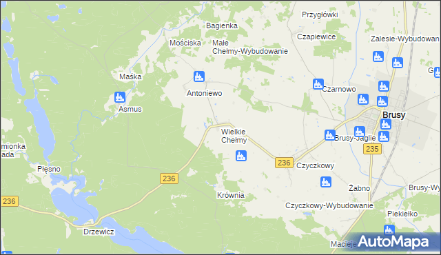 mapa Wielkie Chełmy, Wielkie Chełmy na mapie Targeo