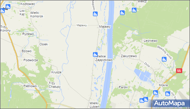 mapa Wielkie Zajączkowo, Wielkie Zajączkowo na mapie Targeo