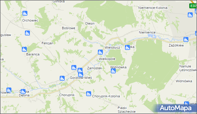 mapa Wielkopole gmina Gorzków, Wielkopole gmina Gorzków na mapie Targeo