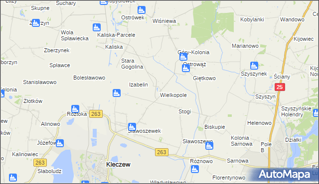 mapa Wielkopole gmina Kleczew, Wielkopole gmina Kleczew na mapie Targeo