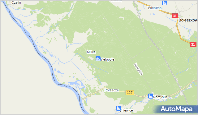 mapa Wielopole gmina Boleszkowice, Wielopole gmina Boleszkowice na mapie Targeo