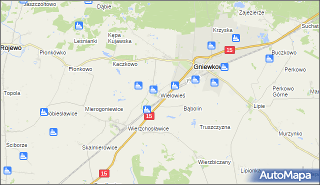mapa Wielowieś gmina Gniewkowo, Wielowieś gmina Gniewkowo na mapie Targeo