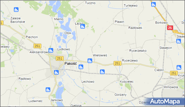 mapa Wielowieś gmina Pakość, Wielowieś gmina Pakość na mapie Targeo