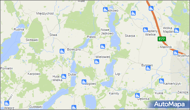 mapa Wielowieś gmina Zalewo, Wielowieś gmina Zalewo na mapie Targeo