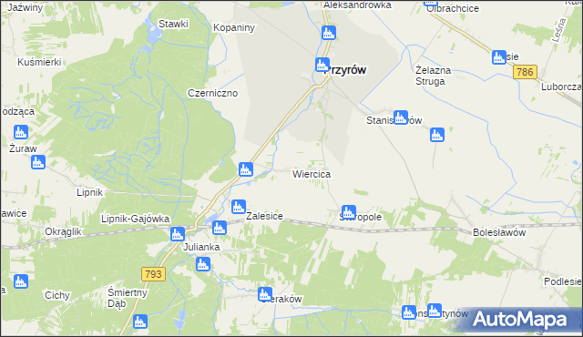 mapa Wiercica, Wiercica na mapie Targeo