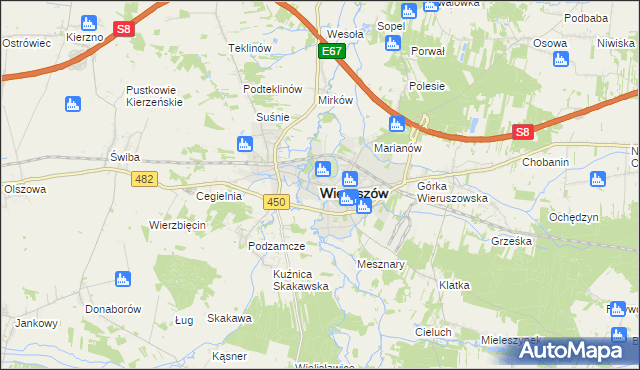 mapa Wieruszów, Wieruszów na mapie Targeo
