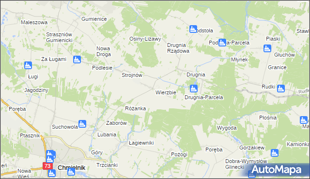 mapa Wierzbie gmina Pierzchnica, Wierzbie gmina Pierzchnica na mapie Targeo