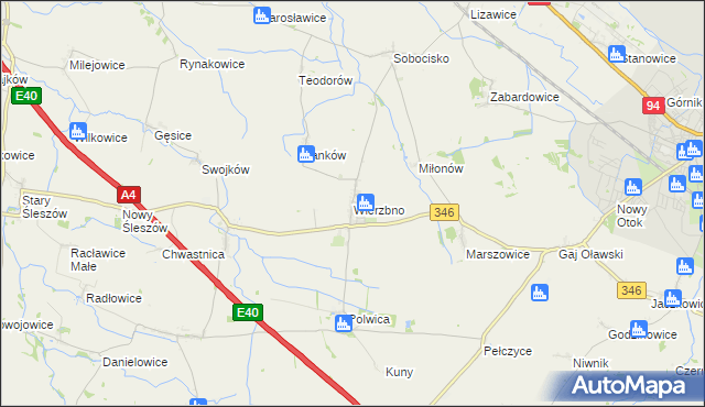 mapa Wierzbno gmina Domaniów, Wierzbno gmina Domaniów na mapie Targeo