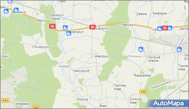 mapa Wierzbno gmina Odolanów, Wierzbno gmina Odolanów na mapie Targeo