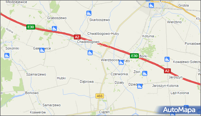 mapa Wierzbocice, Wierzbocice na mapie Targeo