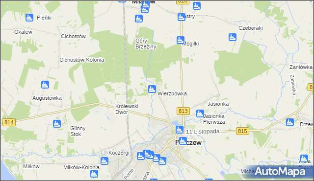 mapa Wierzbówka gmina Parczew, Wierzbówka gmina Parczew na mapie Targeo