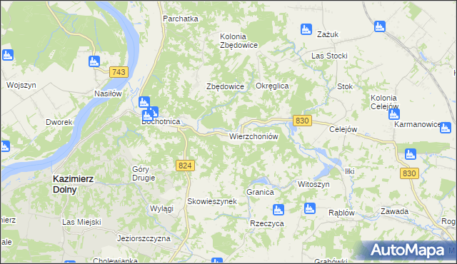mapa Wierzchoniów, Wierzchoniów na mapie Targeo