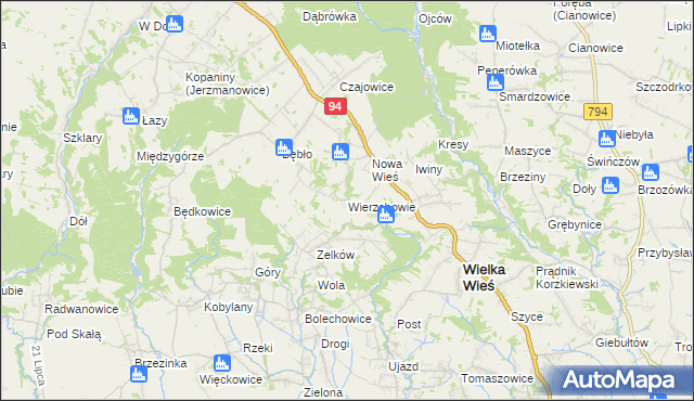 mapa Wierzchowie, Wierzchowie na mapie Targeo