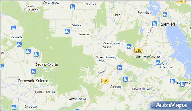 mapa Wierzchowiny Nowe, Wierzchowiny Nowe na mapie Targeo