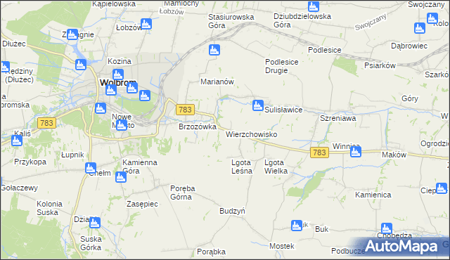 mapa Wierzchowisko gmina Wolbrom, Wierzchowisko gmina Wolbrom na mapie Targeo