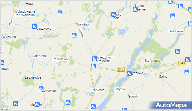 mapa Wierzchucin Królewski, Wierzchucin Królewski na mapie Targeo