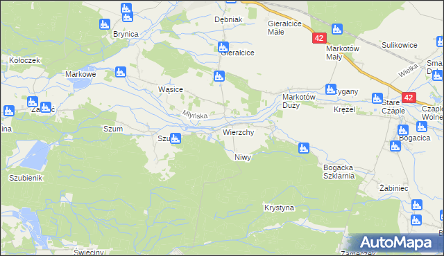 mapa Wierzchy gmina Wołczyn, Wierzchy gmina Wołczyn na mapie Targeo
