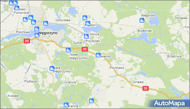 mapa Wiewiecko, Wiewiecko na mapie Targeo