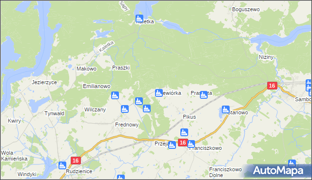 mapa Wiewiórka gmina Iława, Wiewiórka gmina Iława na mapie Targeo