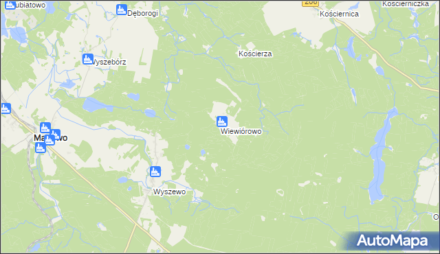 mapa Wiewiórowo, Wiewiórowo na mapie Targeo