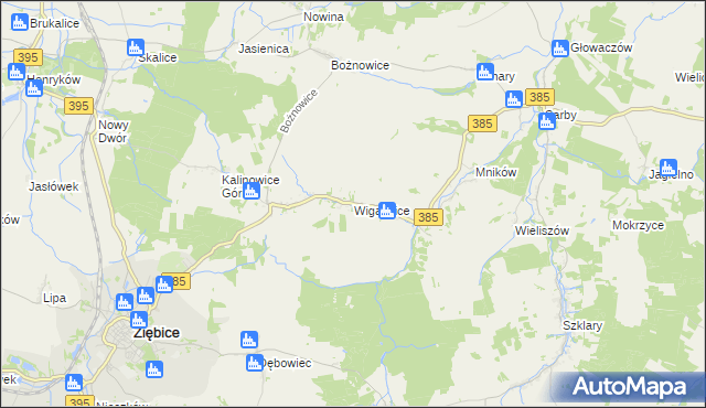 mapa Wigańcice, Wigańcice na mapie Targeo